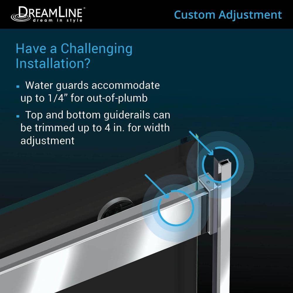 44" - 48" W 76" H Reversible Semi-Frameless Shower Door with ClearMax Technology