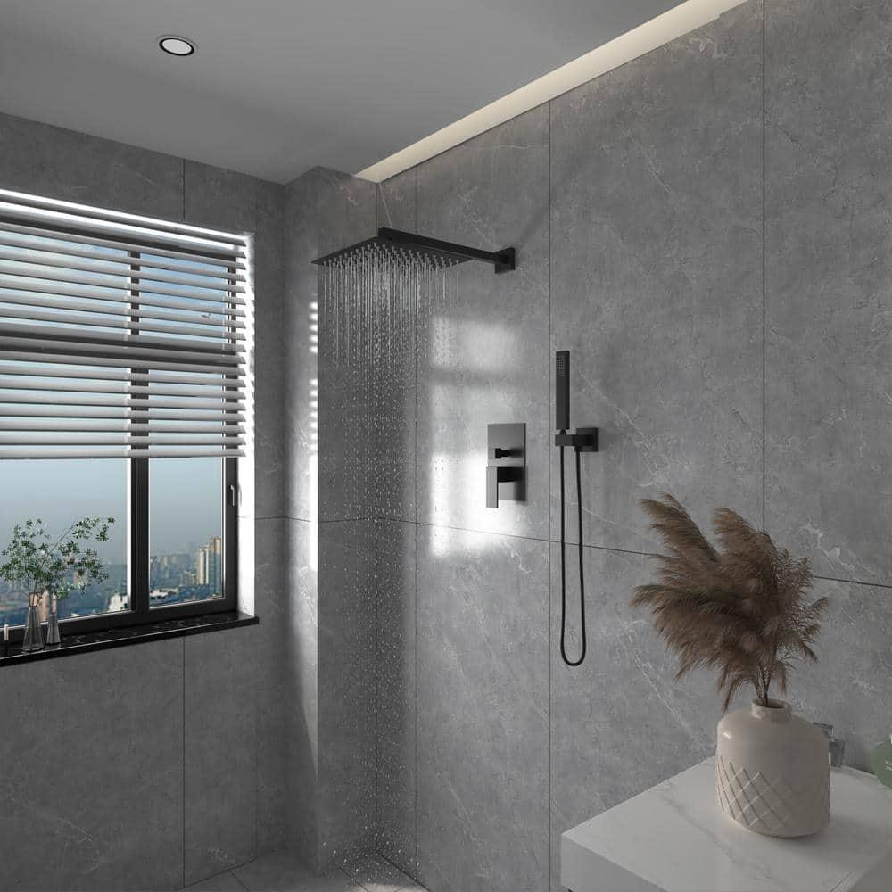 Single Handle 2-Spray Square High Pressure Shower Faucet with 16" Shower Head