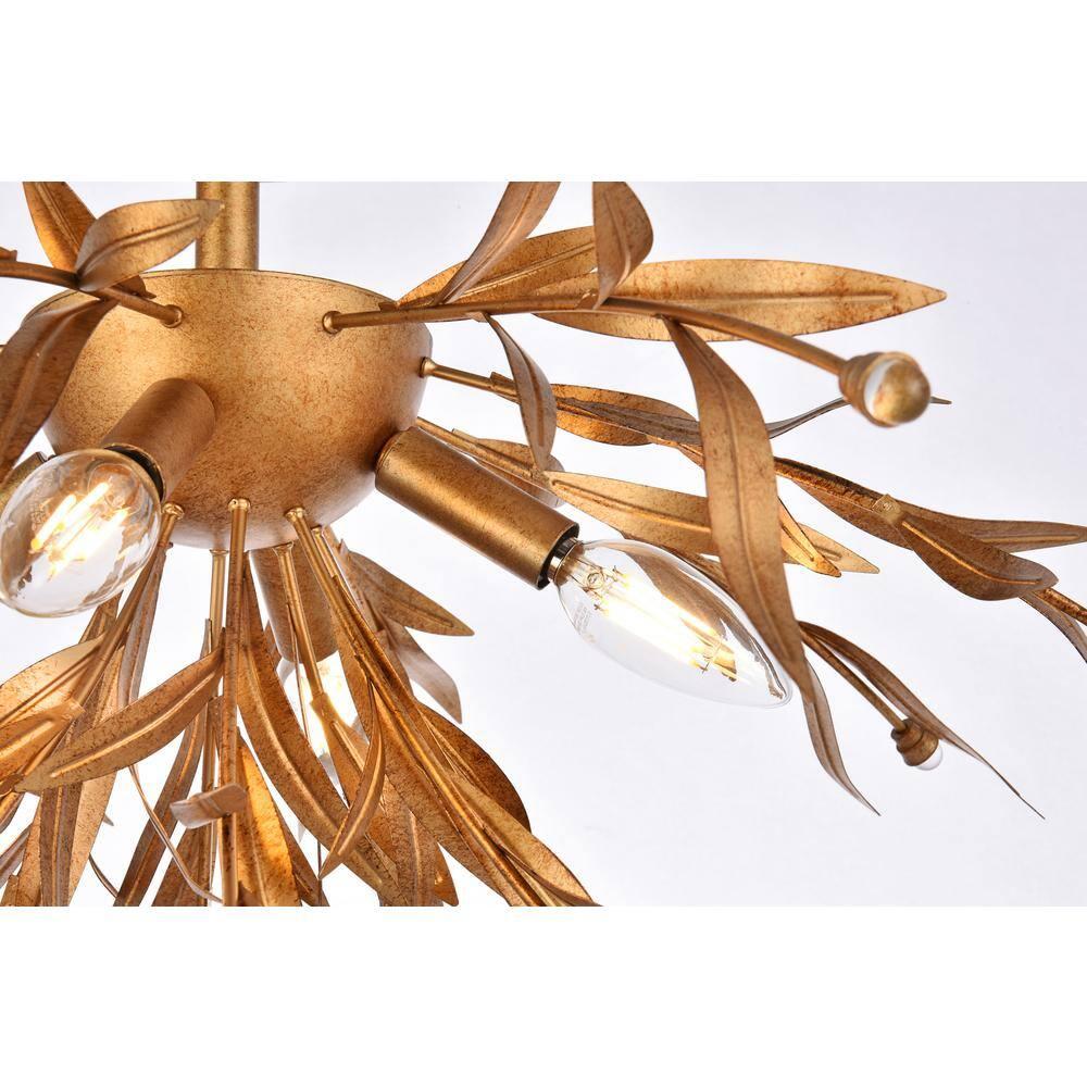 Elegant Lighting Priscilla 23 inch flush mount in gold leaf