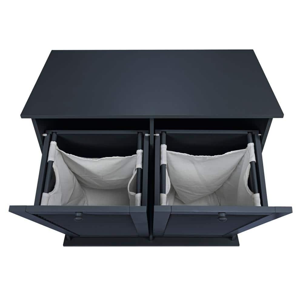Tilt-out Cabinet Laundry Sorter with Shutter Front, Navy