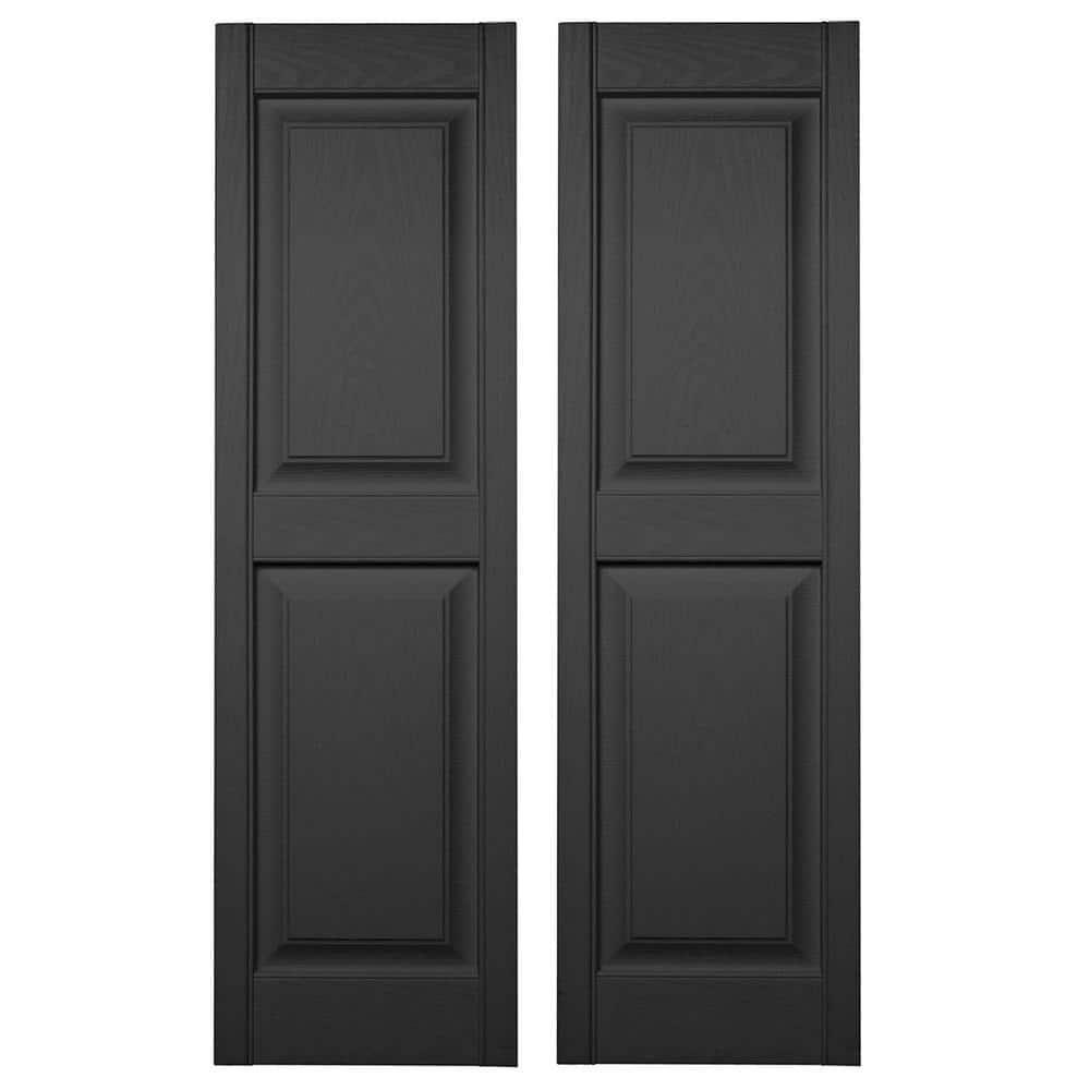 12 in. x 39 in. Raised Panel Vinyl Exterior Shutters Pair in Wicker