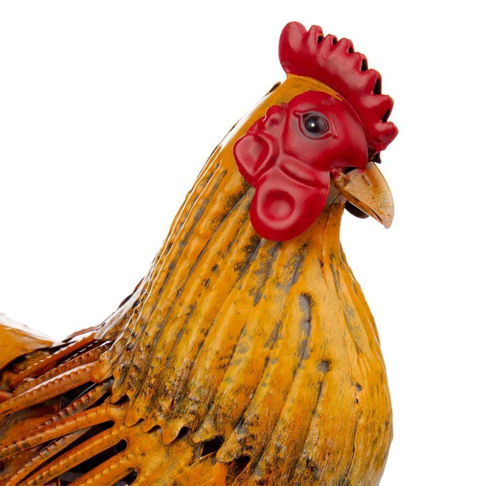 16" Indoor/Outdoor Metal Hen Decorative Garden Statue Golden Brown - Alpine Corporation: Iron Crafted Yard Art