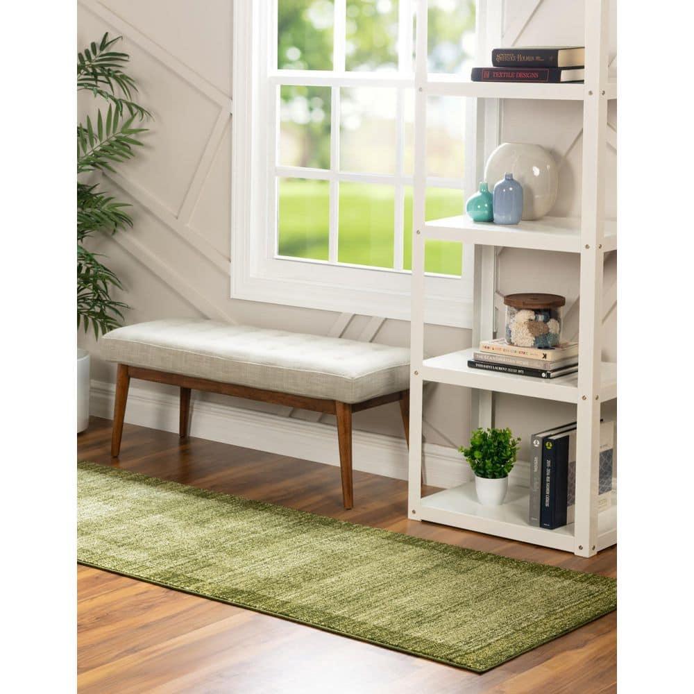 Unique Loom Abigail Del Mar Area Rug , 2'7"x10' Runner ,Light Green