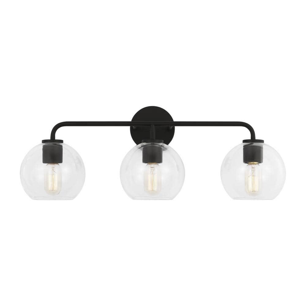 Orley Vintage Industrial 3-Light Midnight Black Bath Vanity