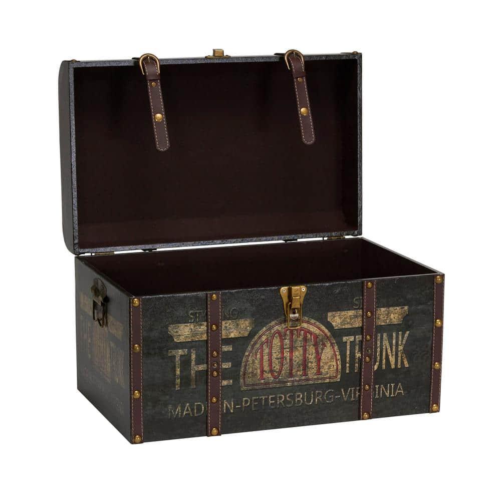 Household Essentials Large Decorative Trunk Green/Black: Multicolored Storage Trunk for All Ages, 22" Width