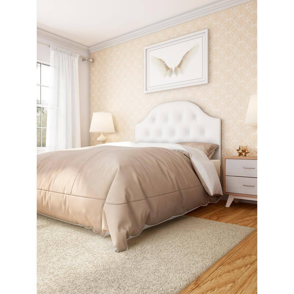 Queen Morris Modern And Contemporary Faux Leather Upholstered Button-Tufted Scalloped Headboard White - Baxton Studio: Curved, Adjustable