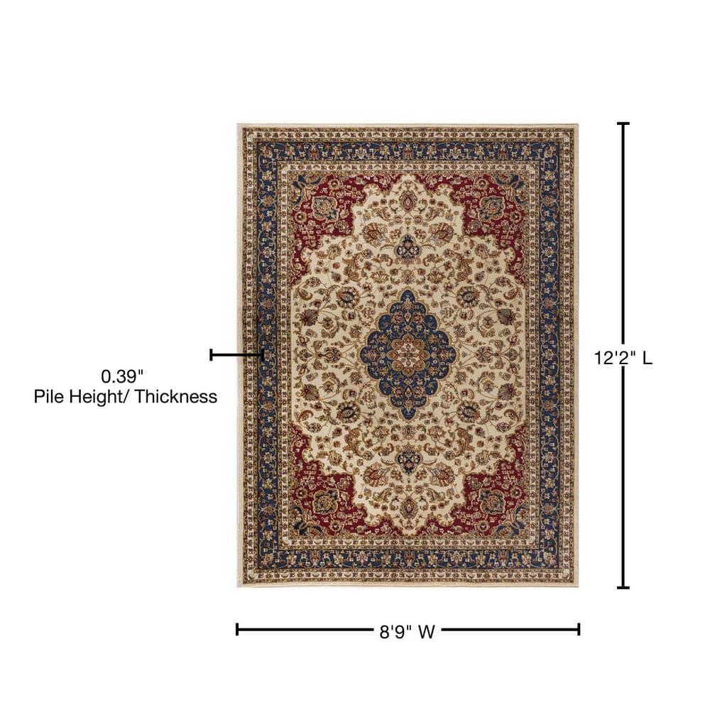 Sensation Border Ivory 9 ft. x 12 ft. Indoor Area Rug