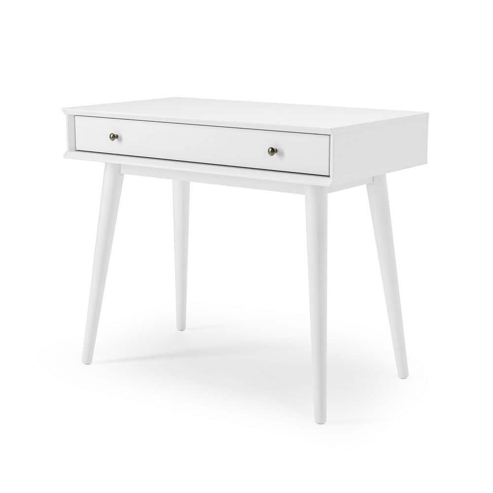 Camaflexi Mid Century Modern Desk Solid Wood Writing Table for Small Spaces, White