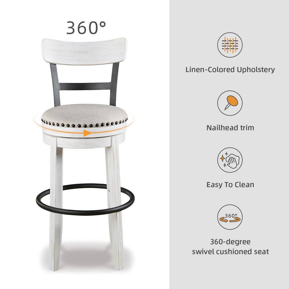 Gracie Oaks Design by Ashley Valebeck Modern Swivel Counter Height Barstool, Whitewash