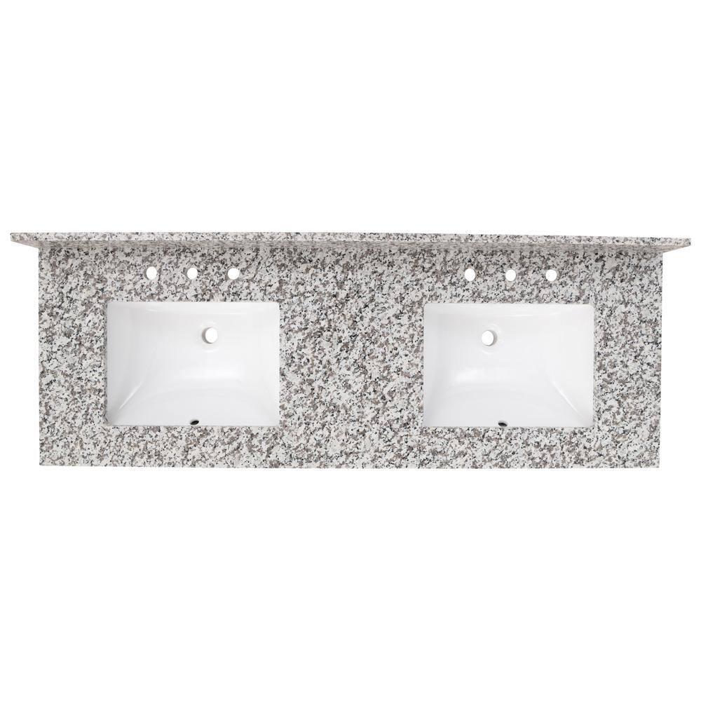 61 in. x 22 in. D Bathroom Vanity Top with Double Sinks