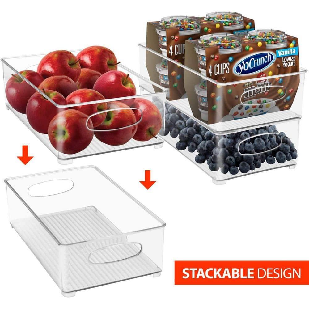 Prep & Savour Hosler 6 Pack Medium Stackable Clear Storage and Organizer Bins with Handles (Set of 6)