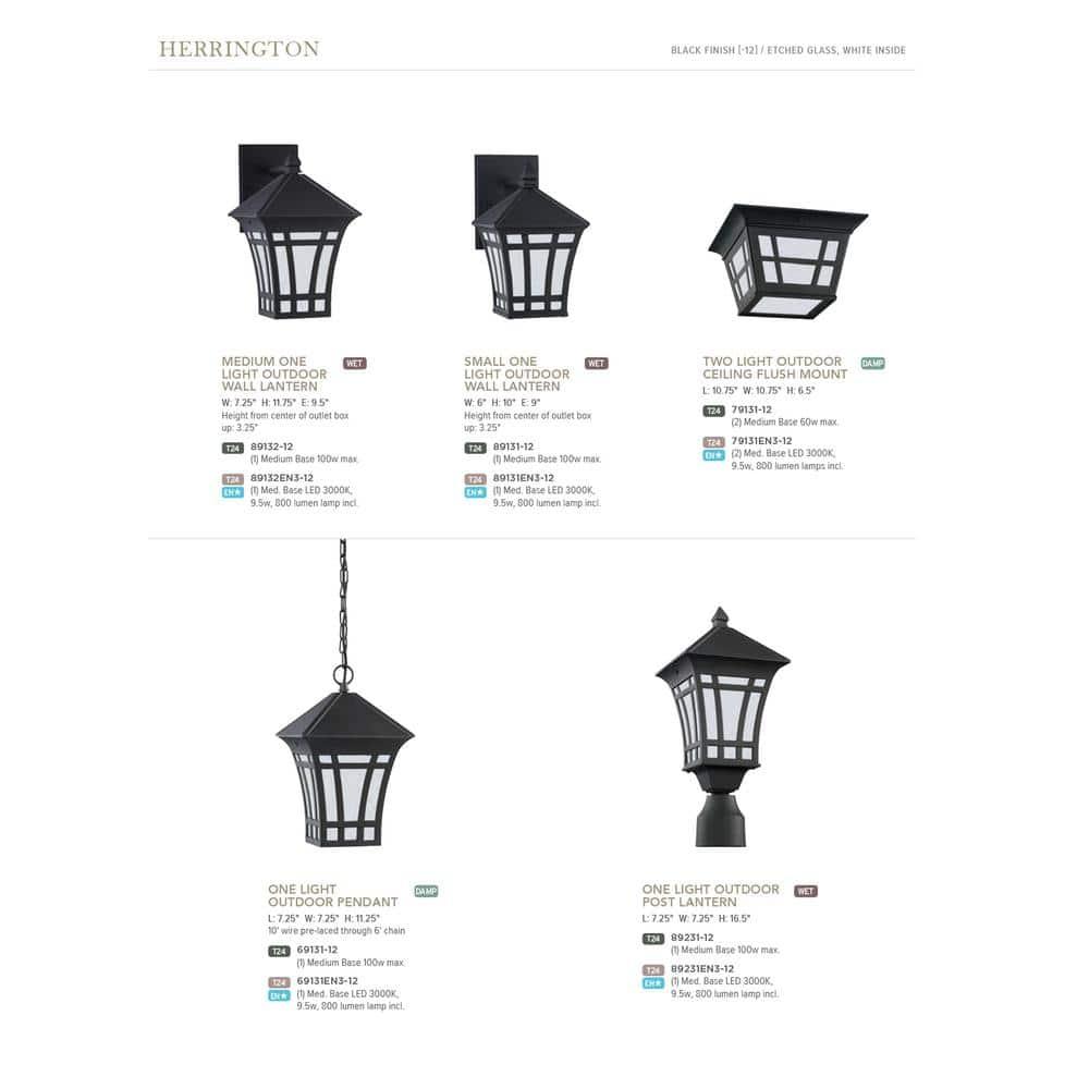 Herrington 7.25" Black Outdoor Pendant Light - Energy Star Rated
