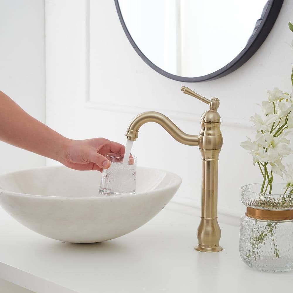 VIBRANTBATH 9310-BG Vessel Sink Faucet Single-handle Bathroom Faucet with Drain Assembly