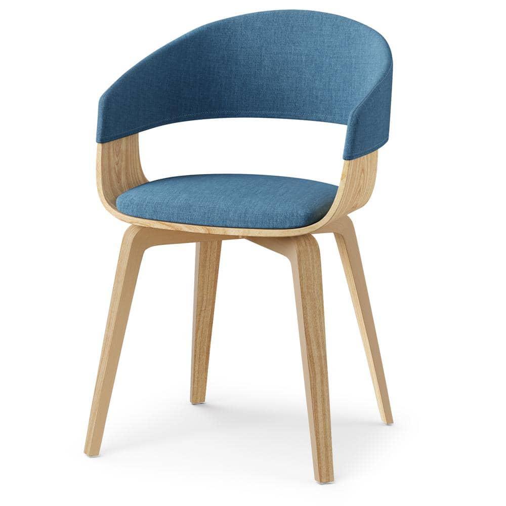 Lowell Bentwood Upholstered Dining Chair with Curved Backrest in Mid-Century Modern Style