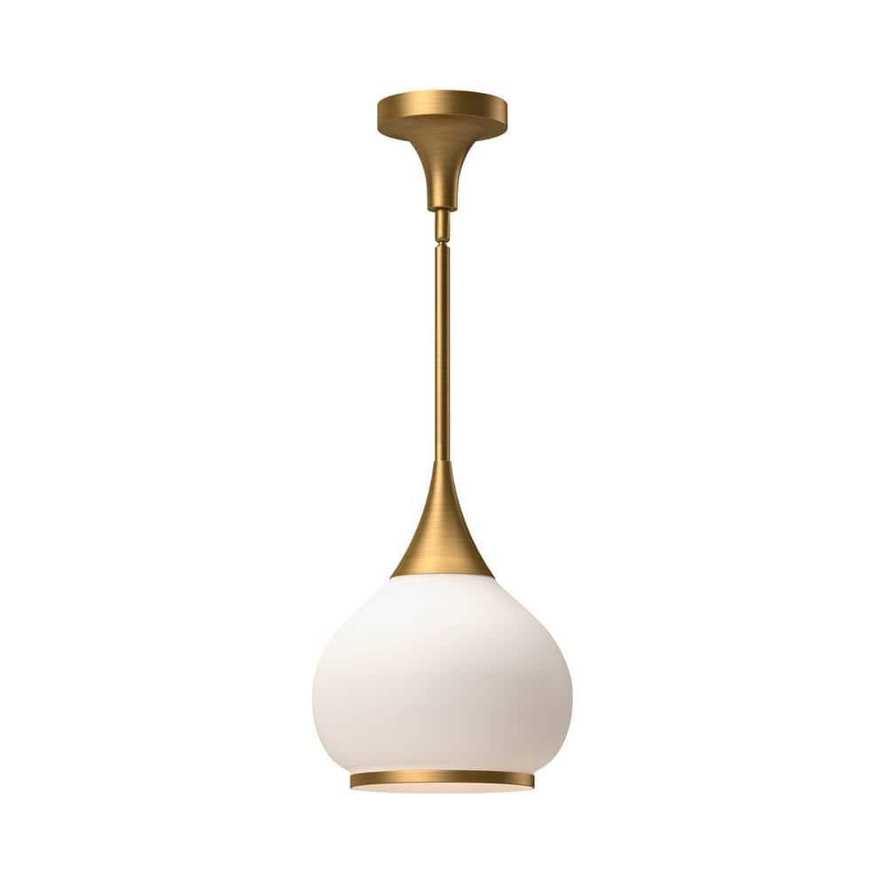 12.75" Gold and Matte Black Glass Bowl Pendant Light