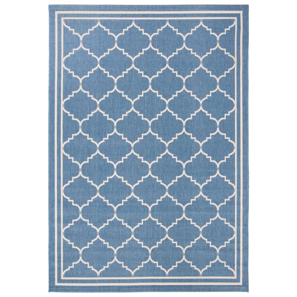Courtyard CY6889 Power Loomed Indoor and Outdoor Area Rug - Blue/Beige - 5'3"x7'7" - Safavieh