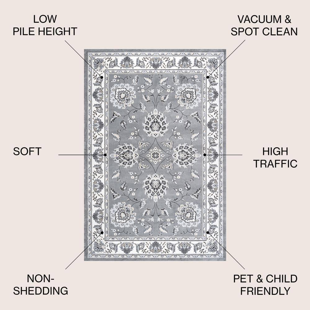 5'x 8' Cherie French Cottage Area Rug, Gray/Cream - JONATHAN Y