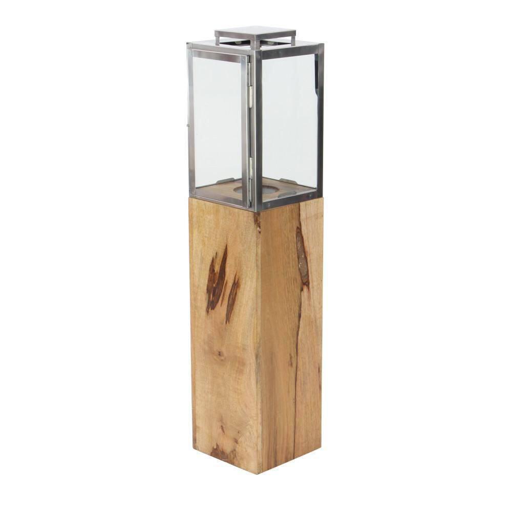 Loon Peak® Mango Wood Handmade Decorative Indoor Outdoor Brown Candle Lantern