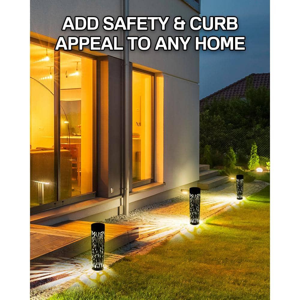 Bell + Howell Black Bollard Pathway Lights Solar Powered - Pack of 4