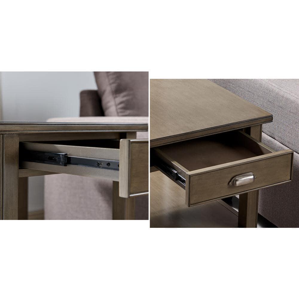 Leick Home 10507-GR Laurent End Table with Drawer and Display Shelf, Gray