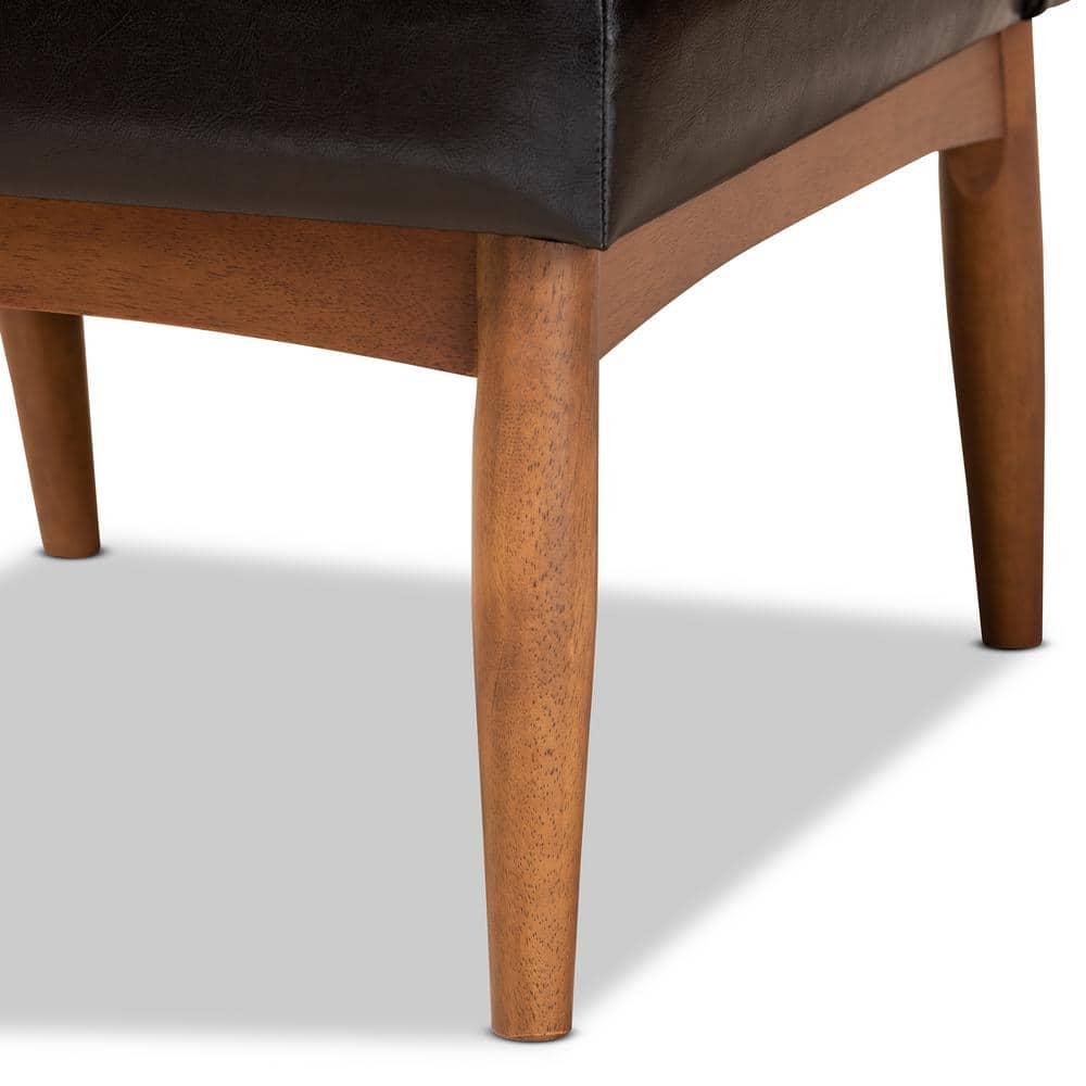 Riordan Wood Dining Chair Dark Brown/Walnut Brown - Baxton Studio: Faux Leather Upholstery, Armless Design