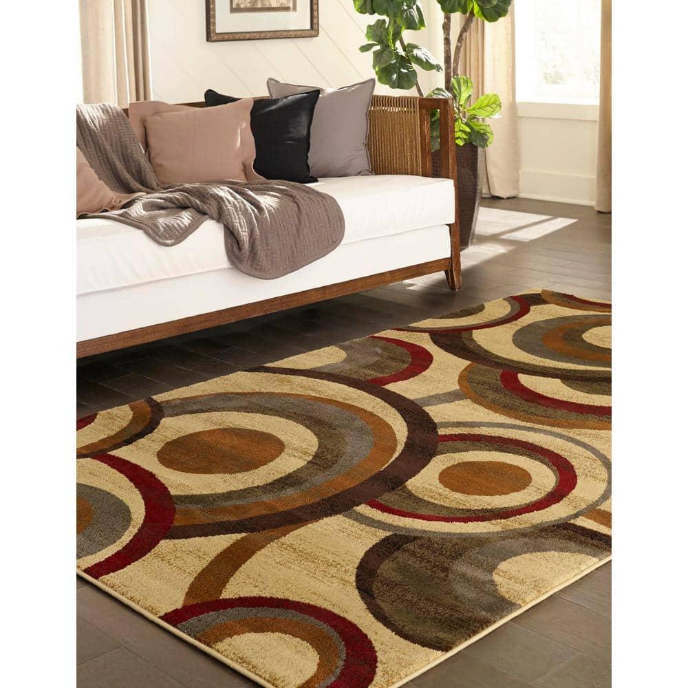 Unique Loom Barista Collection Area Rug - Kona (7' 10" x 10' Rectangle Beige/Black)