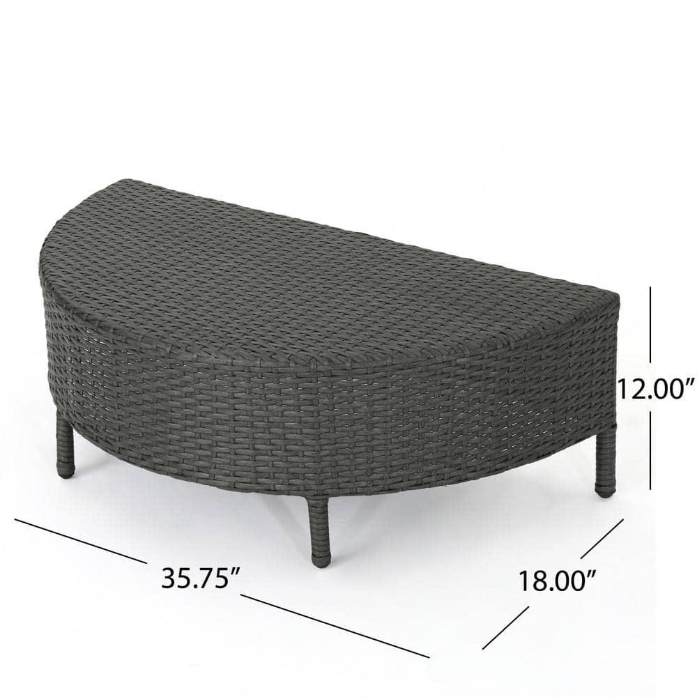 Noble House Newton 5 Piece Outdoor Wicker Sectional Sofa Set in Gray and Teal