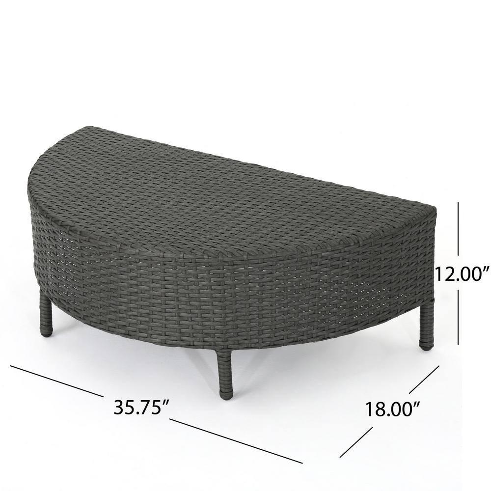 Noble House Newton 5 Piece Outdoor Wicker Sectional Sofa Set in Gray and Teal