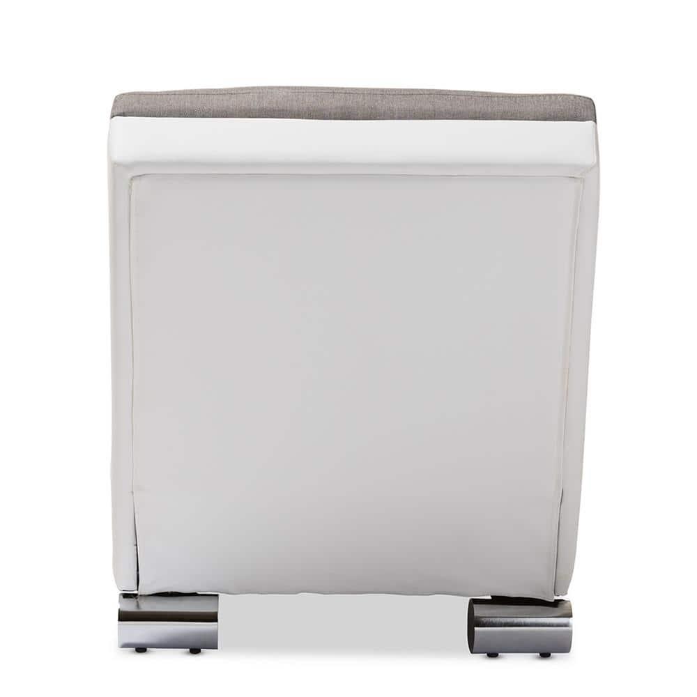 Baxton Studio Percy Modern and Contemporary Grey Fabric and White Faux Leather Upholstered Chaise Lounge