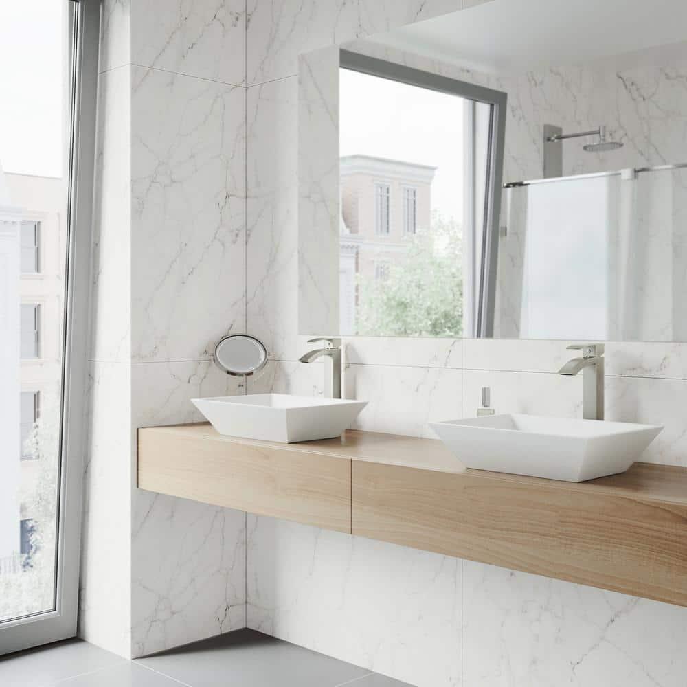 Vinca 18" L x 14" W x 5" H Matte White Handmade Rectangular Vessel Bathroom Sink