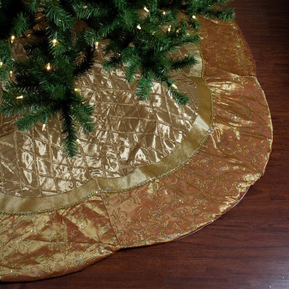 Northlight Seasonal 72" Gold Quilted Christmas Tree Skirt with Iridescent Sequins