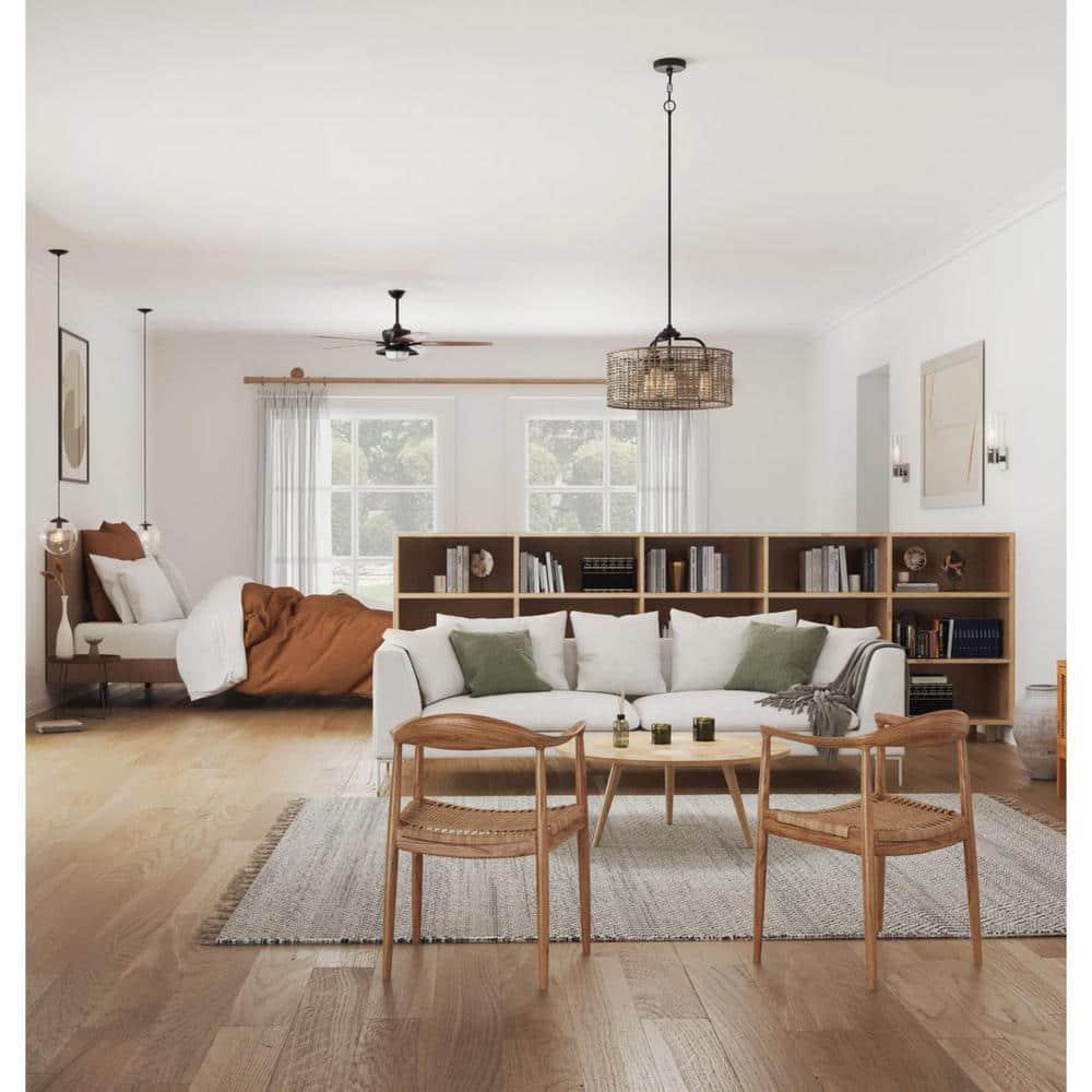 Progress Lighting, Atwell Collection, 1-Light, Pendant Light, Matte Black, Glass Globe Shade