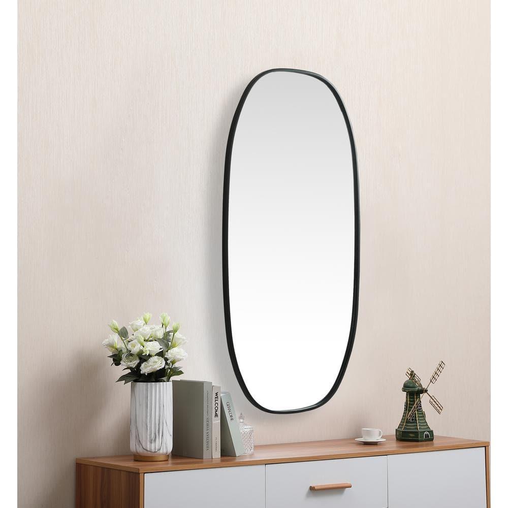 Elegant Lighting Metal Frame Oval Mirror 24x48 Inch in Black