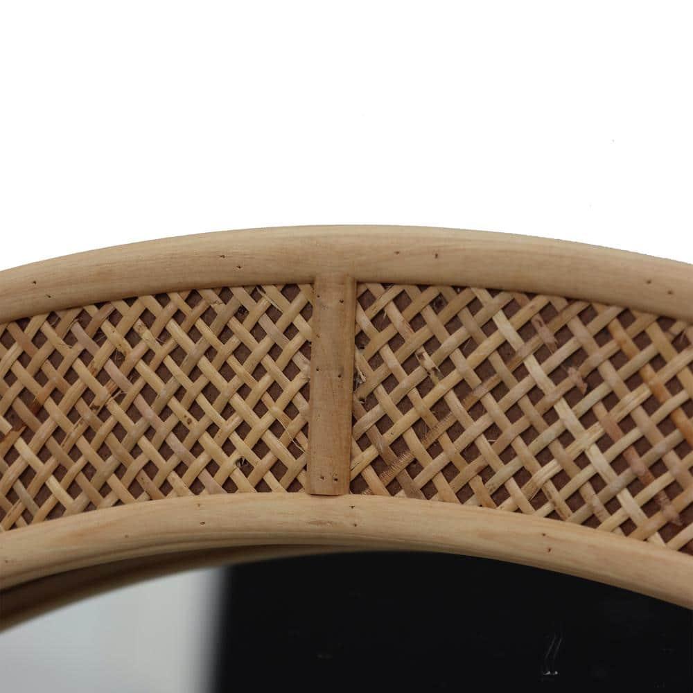 Parisloft Boho Arch Rattan Mirror - 25.5 x 37.4 Inch, Decorative Wall Mirror for Bathroom, Bedroom or Living Room, Natural