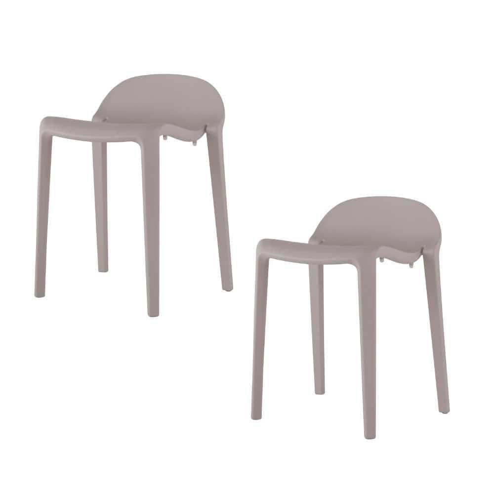 2pc Joyous Short Stools - Gray - Lagoon: Resin, Contoured Seat, No Assembly, Patio Use