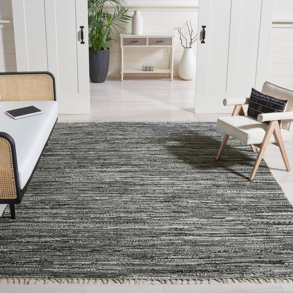 SAFAVIEH Rag Dania Striped Cotton Area Rug, Grey, 10' x 14'