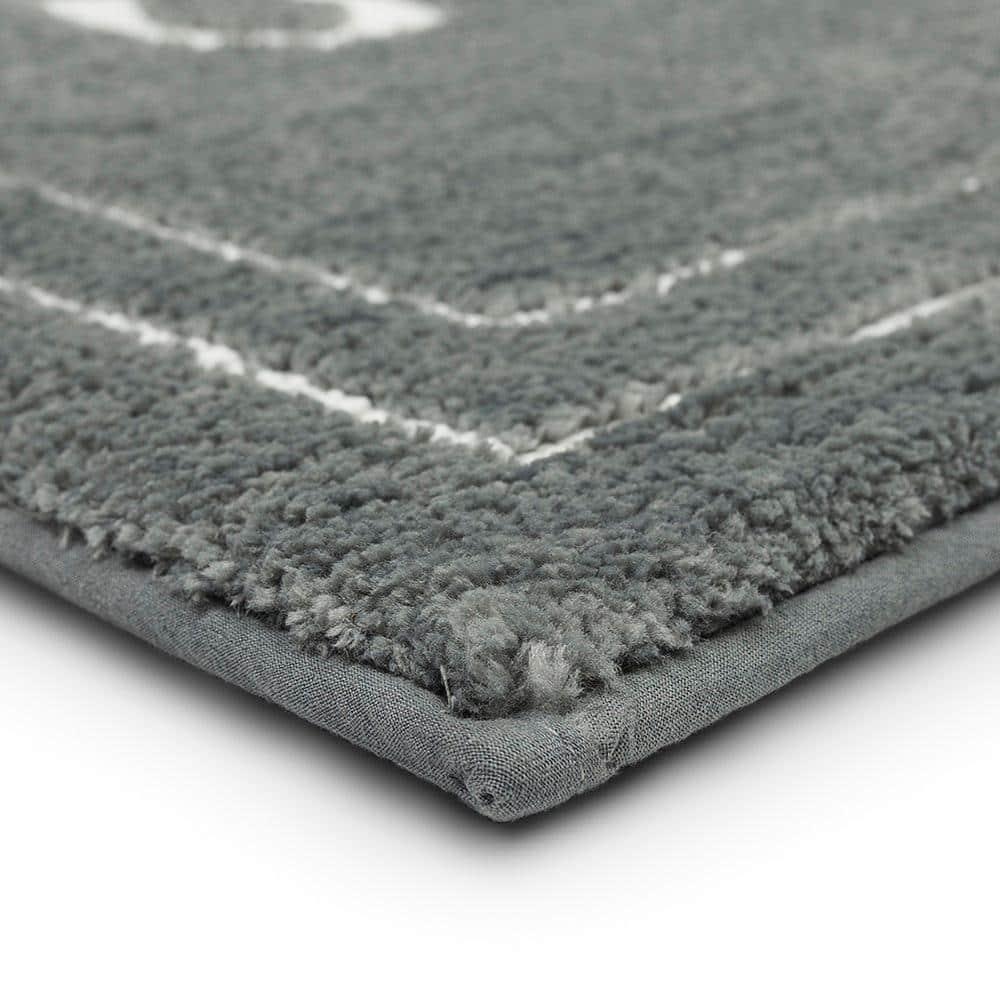 Mohawk Home His Knited Washable Polyester Non-Slip Bath Mat, Pewter, 2' x 3'4"