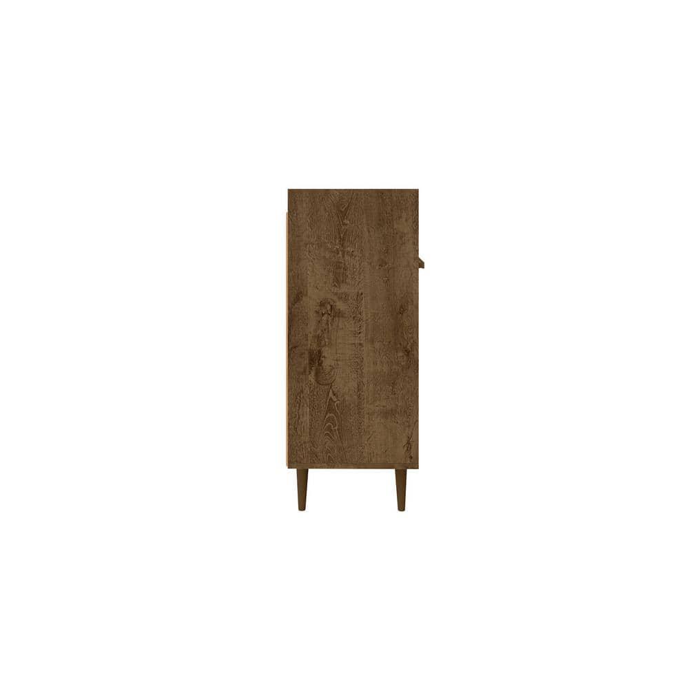 53.54" Bradley Buffet Stand Rustic Brown - Manhattan Comfort: Mid-Century Modern Sideboard, Fixed Shelves
