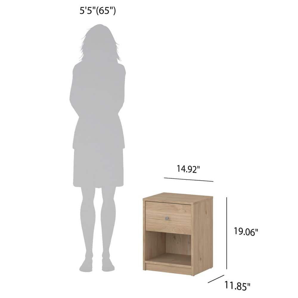 Tvilum, Portland 1 Drawer Nightstand, Jackson Hickory