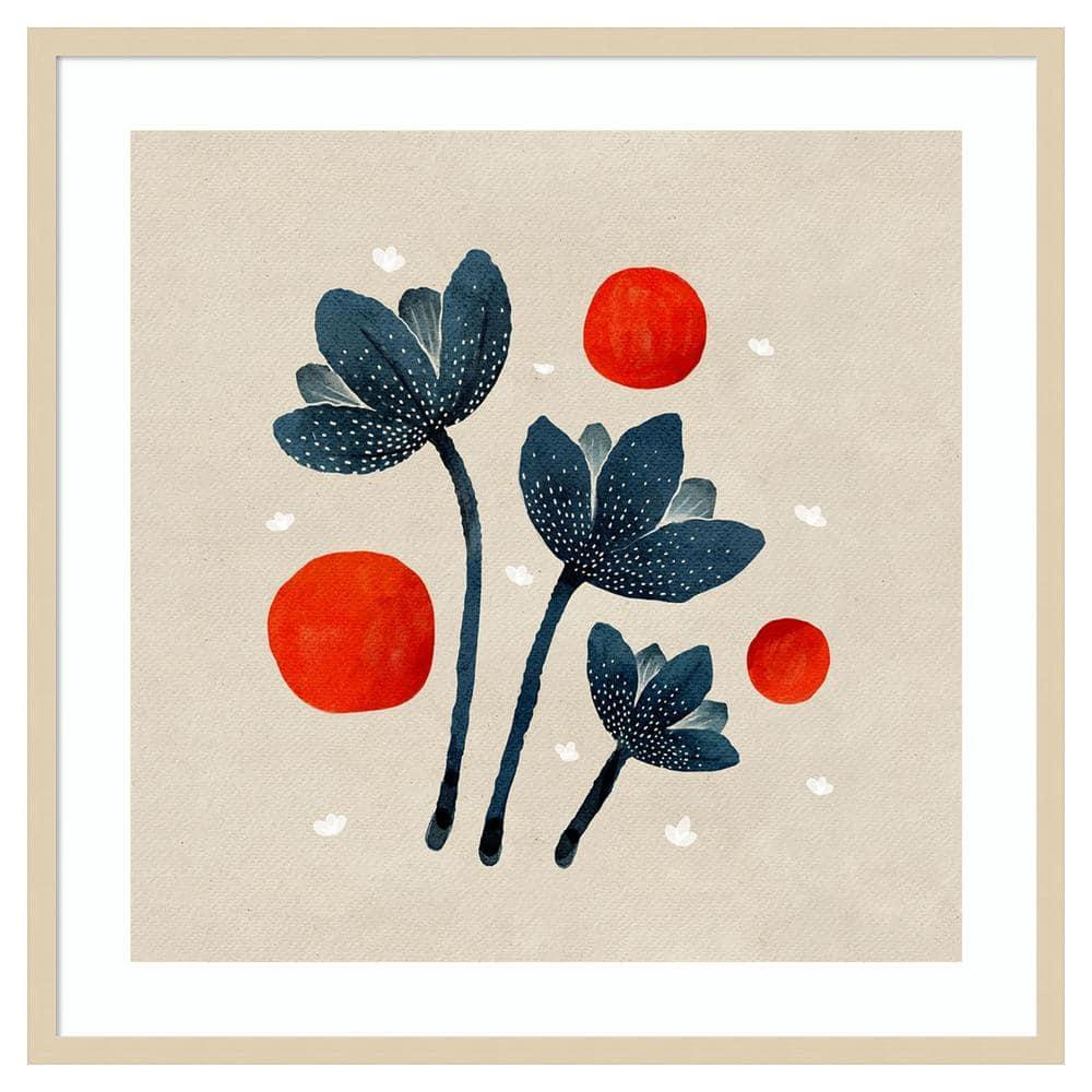 Amanti Art 33"x33" Blue Flowers II by Katie Oshea Wood Framed Wall Art Print