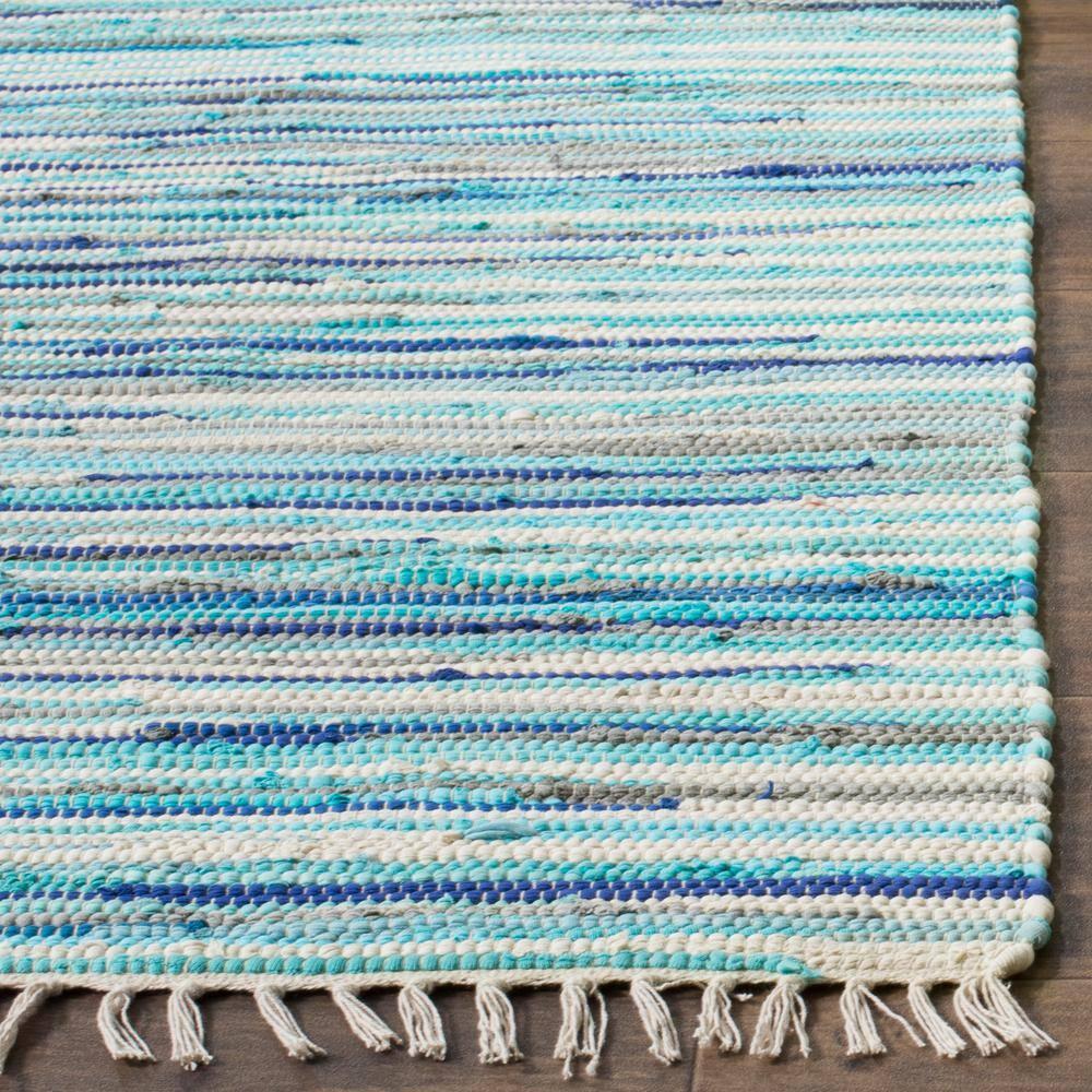 Rag Area Rug RAR129 Hand Woven Area Rug - Turquoise/Multi - 8'x10' - Safavieh.