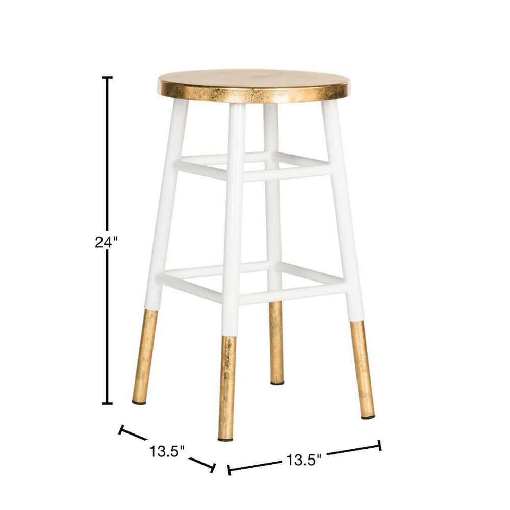 Emery Dipped Gold Leaf Counter Stool - FOX3231 - White/Gold - Safavieh Couture