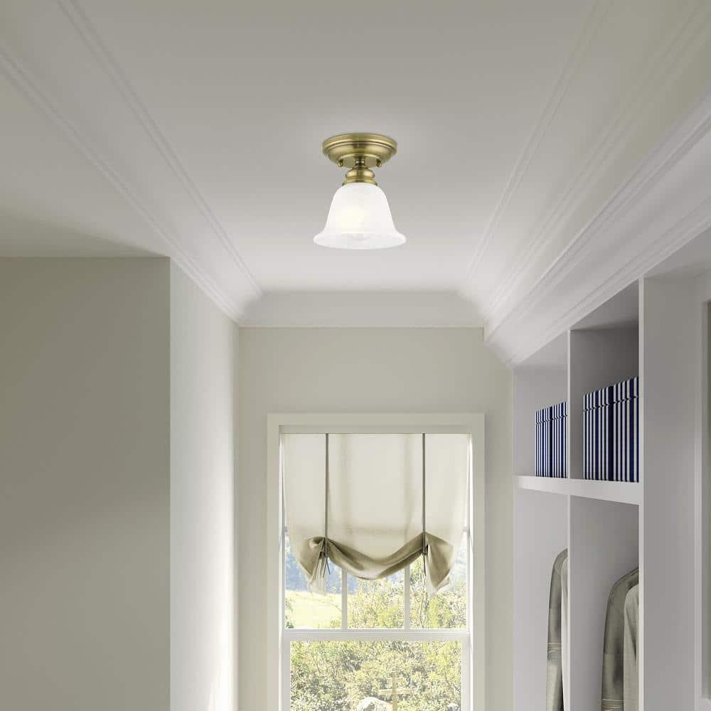 Livex Lighting Essex 1 - Light Flush Mount in  Antique Brass