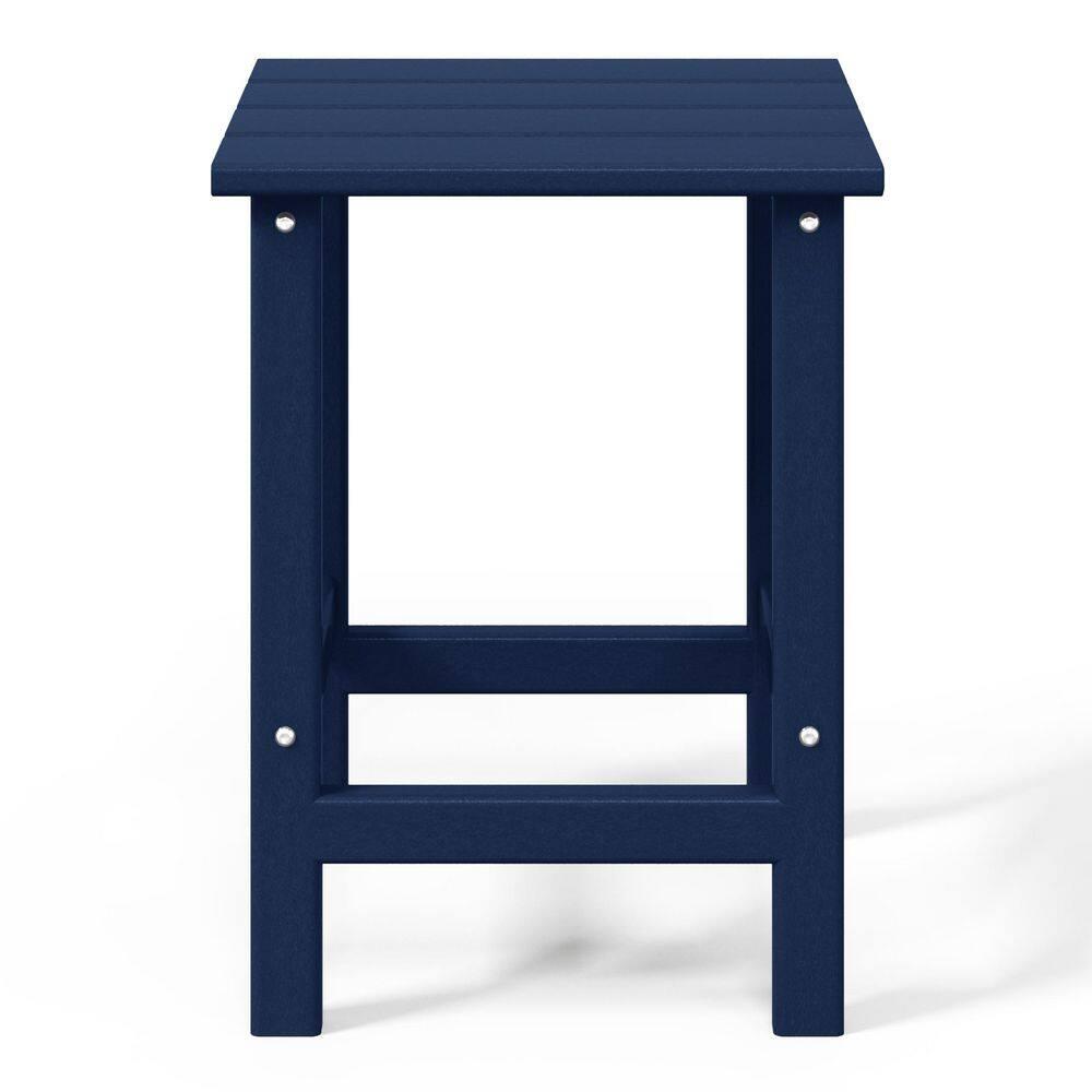 Polytrends  Laguna Hdpe All Weather Outdoor Patio Square Side Table Navy Blue