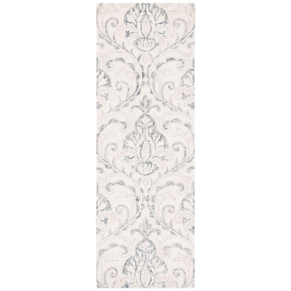 Micro-Loop MLP532 Hand Tufted Indoor Runner Rug - Ivory/Grey - 2'3"x8' - Safavieh