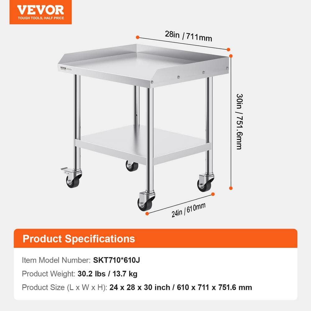 VEVOR VEVOR Stainless Steel 28'' L x 24'' W x 30'' H Adjustable Portable Work Table