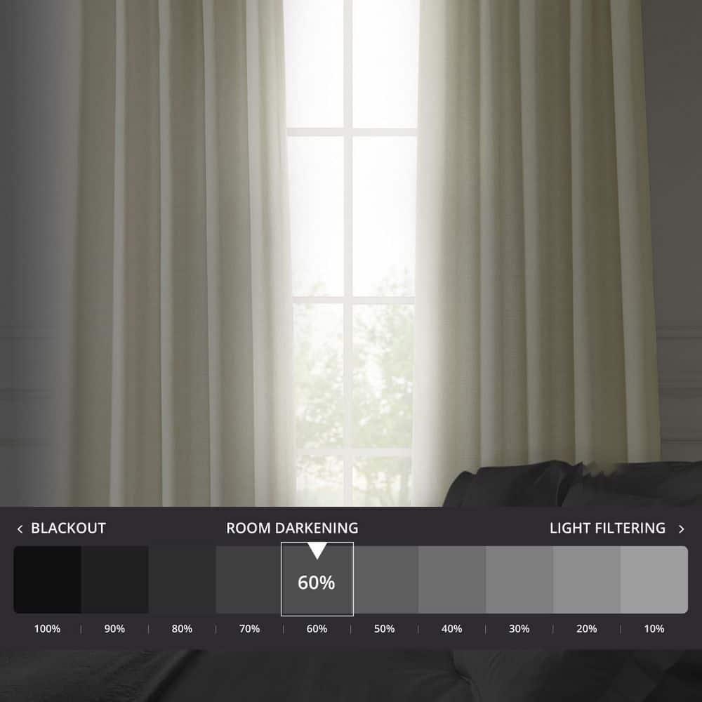 Half Price Drapes Gravity Ivory Italian Faux Linen Room Darkening Curtains (1 Panel), 50W X 108L