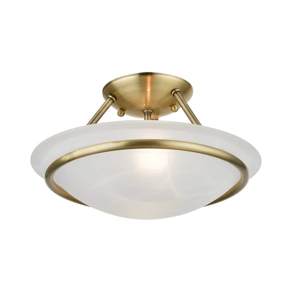 Livex Lighting Newburgh 2 - Light Semi-Flush Mount in Antique Brass