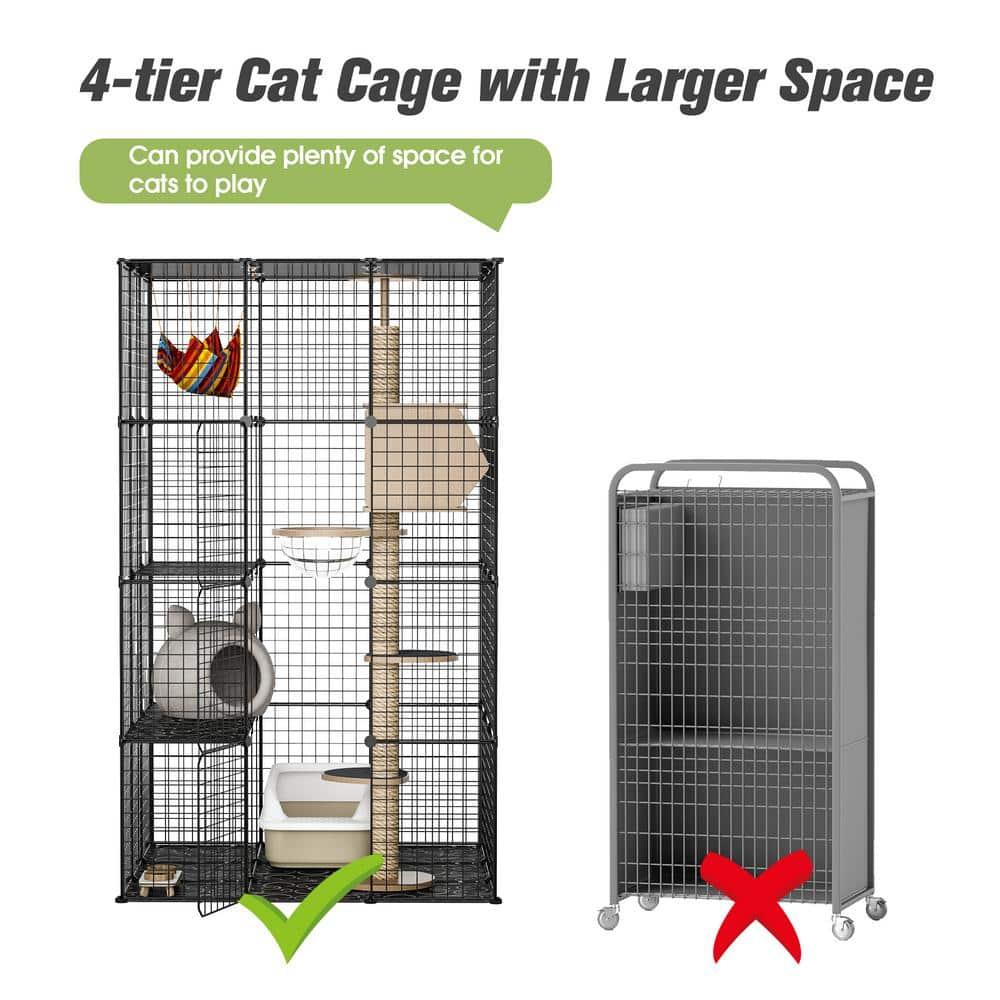 Coziwow Extra Large DIY Cat Cage Playpen, Metal Wire Kennels, Pet Cage for Rabbit Small Animal Indoor, Black