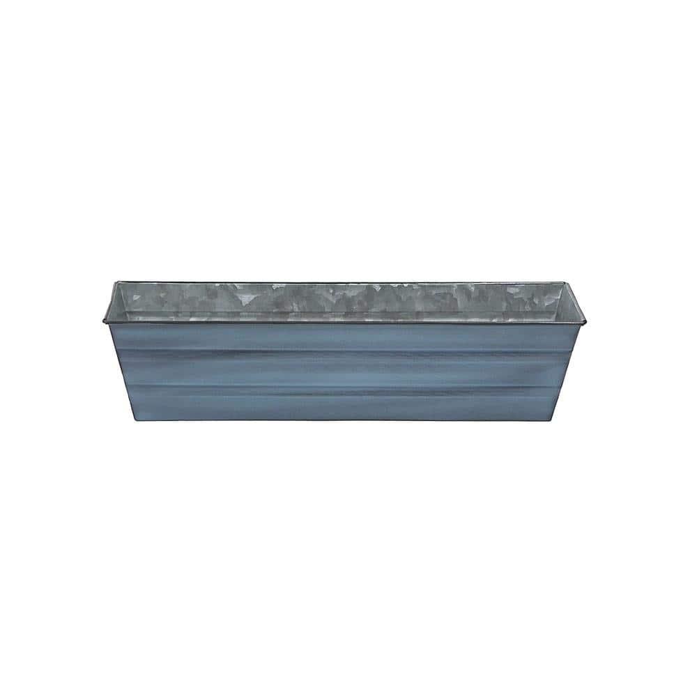 Small Galvanized Metal Rectangular Planter Box Blue - ACHLA Designs: Patina Finish, Urban Garden